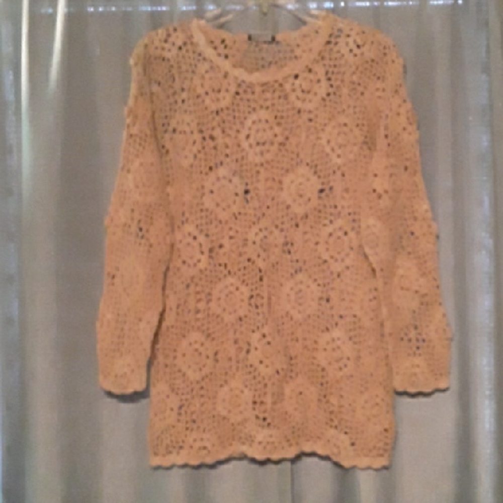 Vintage Beige Crochet Sweater